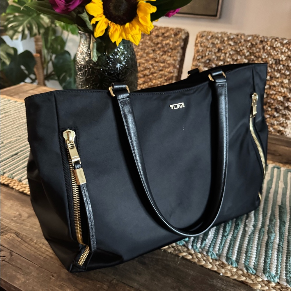 Tumi Black Women's Tote with Gold Accents